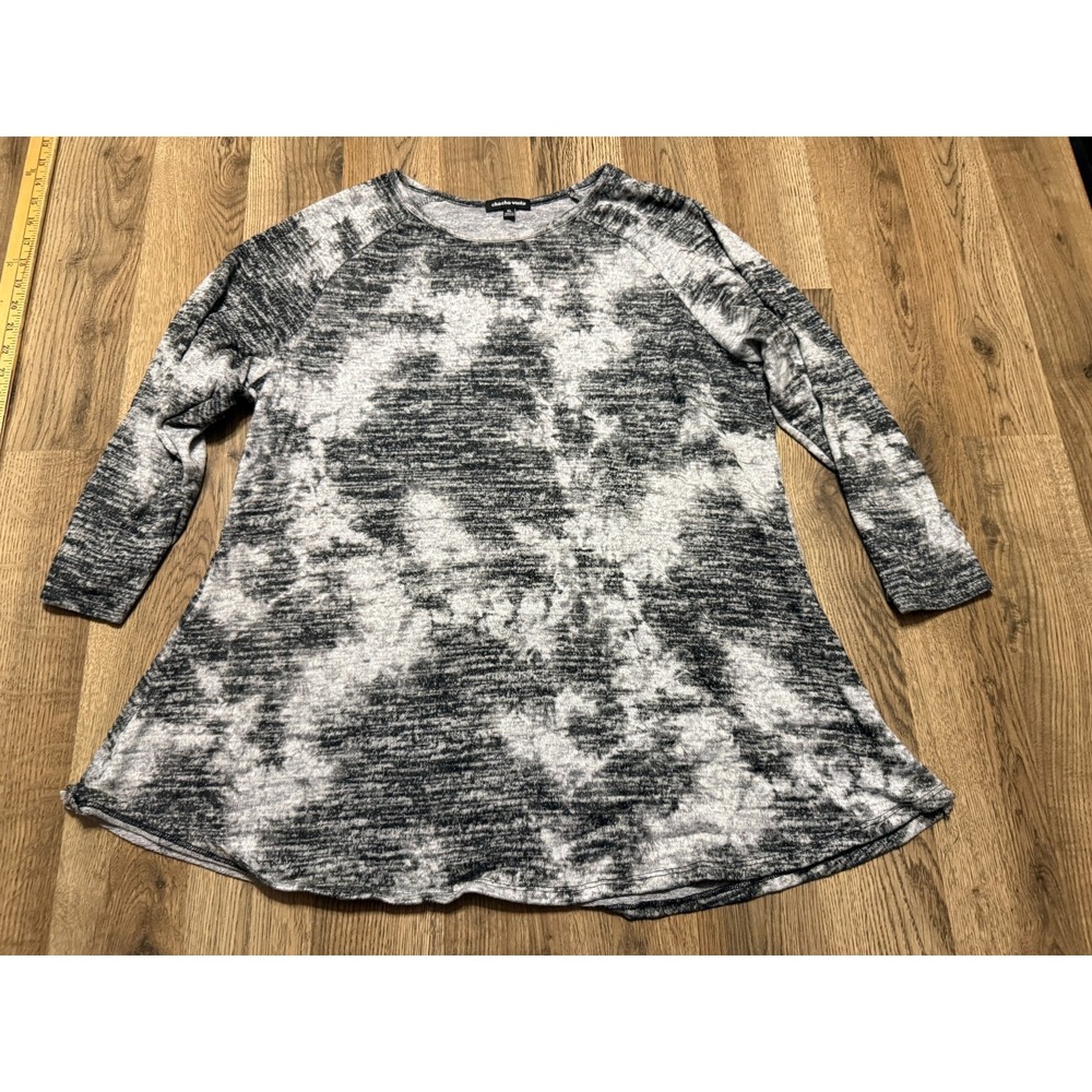 Chacha Vente Shirt, Women's Size XL, Grey Black, Long Sleeve Shirt
